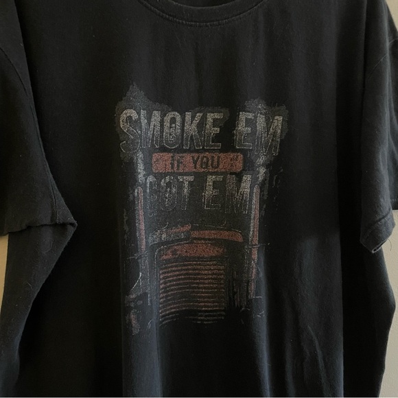 Vintage “Smoke Em If You Got Em” Black Graphic T-Shirt - Size XL - 25" PTP - GUC - Picture 3 of 9
